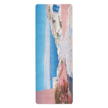 Imagem de Wassud Escadas para o mar, tapete de ioga, dobrável, tapete de ginástica, antiderrapante, para mulheres e homens, tapete de ginástica para pilates com bolsa de armazenamento 180 x 66 cm