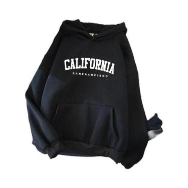 Imagem de Moletom Casual Feminino Com Capuz Manga Longa Outono Inverno Confortáv