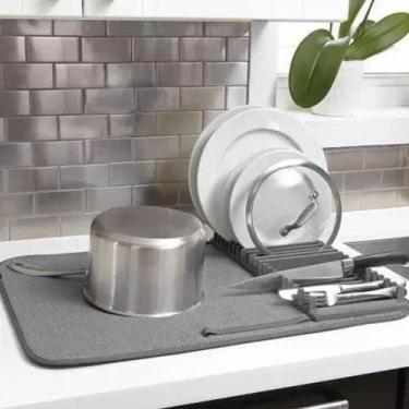 Imagem de Tapete Escorredor de Louças Dobrável Absorvente De Microfibra Portátil