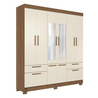 Imagem de Guarda Roupa Casal 8 Portas Curitiba Com Espelho Jatobá Areia - Santos
