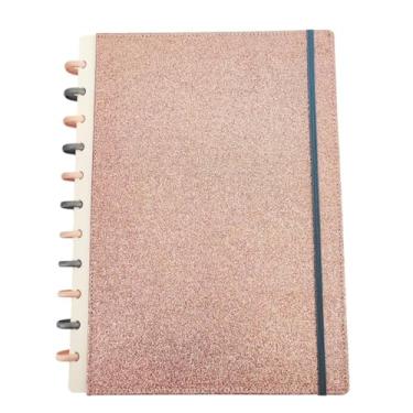 Imagem de Caderno de Disco 10 matérias Sistema Inteligente com divisórias Glamour Brilho - Rose Grace (EXTRA GRANDE - A4)