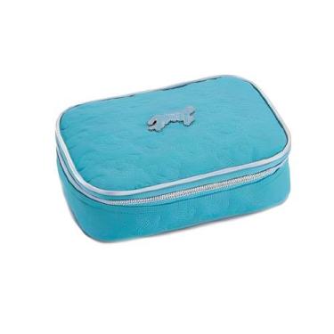 Imagem de Estojo Escolar 100 Pens Feminino Matelasse  - Denlex, Azul