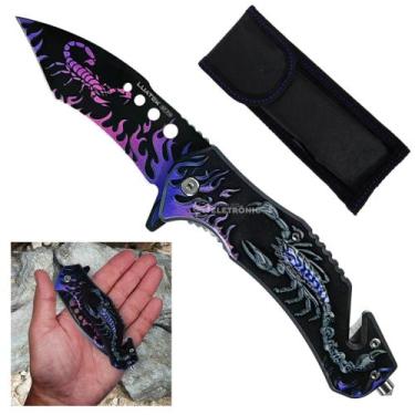 Imagem de Canivete Tático Compacto com Quebra-Vidro e Cortador para Emergências 