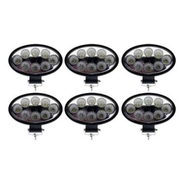 Imagem de Kit 6 Farol Milha Auxiliar Oval Agrícola Off Road 24w 6500k - Briwax