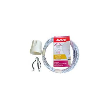 Imagem de Kit Iluminação Churrasqueira Bocal Lâmpada Halogena 70w com 4 metros f