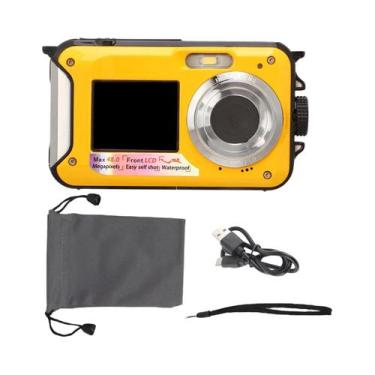 Imagem de Câmera Digital À Prova D'Água 2.7K 48MP 10ft 16X Zoom Com Tela Frontal