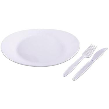 Imagem de Kit Festa Descartável Churrasco Prato+garfo+faca BC PCT com 10 - Prafe