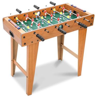 Imagem de Botahan Pebolim Jogo de Futebol de Mesa, 69*35*61.5CM, Marrom, 18 Jogadores, Madeira e Aço, Portátil Completo, Mesa de Pebolim, Brinquedo Mesa de Jogos