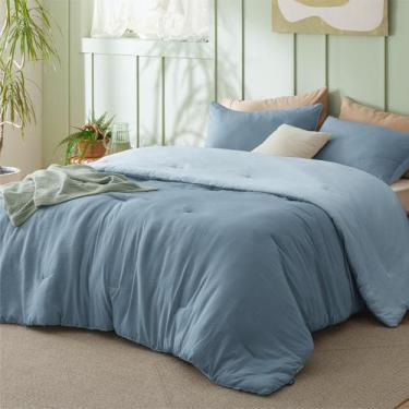 Imagem de Conjunto de Edredom Bedsure King Size Reversível - 3 Peças - Azul