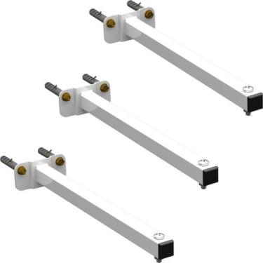 Imagem de KIT 03 Suportes Haste De Refletor Led Parede Fachada Banner Base Reta 