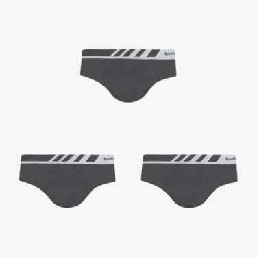 Imagem de Kit 3 Cuecas Lupo Slip Microfibra Sem Costura 00691-103, Grafite, P