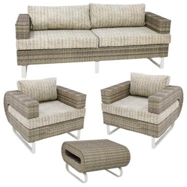 Imagem de Conjunto de Sofá Completo Modelo Begônia Fibra Sintética - Sarah Móvei