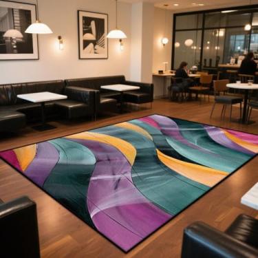 Imagem de Tapete para sala de estar, lavável, grande, estilo abstrato, decoração de área, capacho vermelho para entrada (200x300 cm, 78,7x118 pol./CX035-flannel-5)