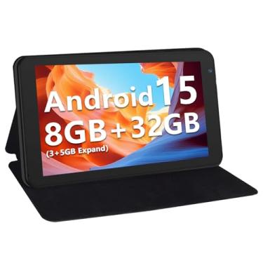 Imagem de NEWISION Tablet de 7 polegadas com capa, tablets Android 15 de cinco núcleos, 8 GB de RAM, armazenamento de 32 GB, expansão de 1 TB, WiFi 5G, tela HD IPS 1024 x 600, 3500 mAh, câmera dupla, tablet PC