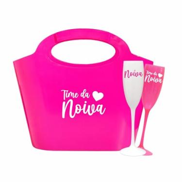 Imagem de Kit 15 Taças Espumante 190ml Acrílica - Personalizadas Chá de lingerie despedida de solteira madrinhas Bride Noiva (Bolsa Rosa +Taças - NOIVA)