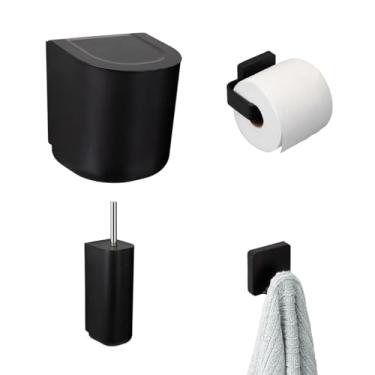 Imagem de Kit Para Banheiro Gancho | Porta Papel Higiênico | Lixeira 5 Litros | Porta Escova Sanitária Arthi Linha Supensa