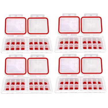 Imagem de Bandeja de cubo de gelo Ice Topper Plus com 2 tampas anexadas - moldes de cubo de gelo de fácil liberação, 16 cubos por bandeja, empilhável e lavável na lava-louças, 100% silicone de grau alimentício, livre de BPA e reciclável (pacote com 4)