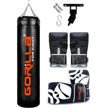 Imagem de Saco De Pancada Profissional 160 Cm + Luva PRO Adulto + Luva Infantil + Suporte Articulado Gorilla-Unissex