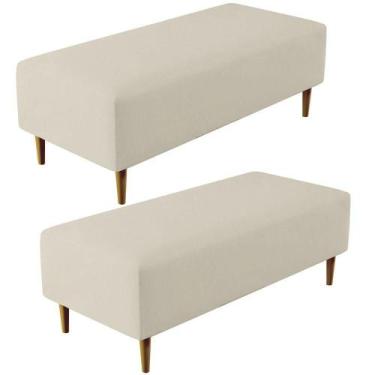 Imagem de Kit 02 Puffs Bali W01 Pés Palito 120x50 Cm Suede Bege - LYAM DECOR
