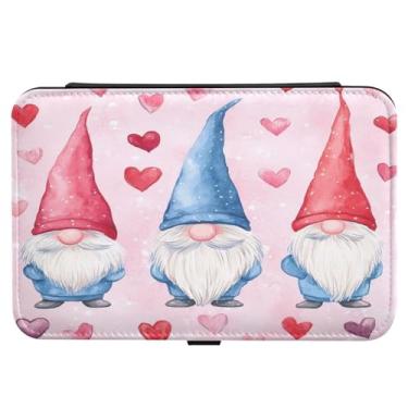 Imagem de Burbuja Caixa de joias de viagem com gnomos de coração, presente para mulheres e meninas, estojo de joias portátil de couro PU organizador para brincos, anéis, colares e pulseiras