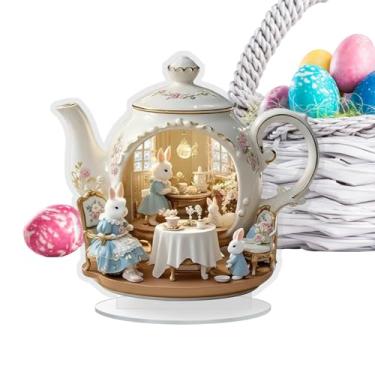 Imagem de Enfeite De Coelho | Estátua Familiar 2D Do Coelho Da Páscoa | Estatuetas De De Primavera Para Mesa,Para Cozinha Sala De Estar Quarto Escritório Mesa De Jantar Prateleira Janela Feriado