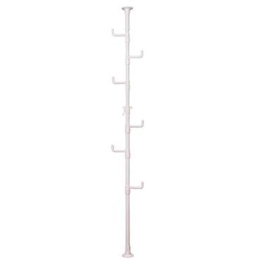 Imagem de Estante de secagem de roupa ajustável com poste de tensão de metal para economizar espaço para roupas e casacos, instalação do chão ao teto (branco)