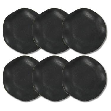 Imagem de Jogo 6 Pratos Rasos 27,5cm Ryo Volcano Preto Fosco Oxford Porcelanas