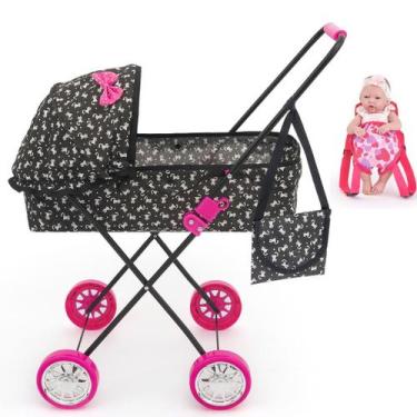 Imagem de Carrinho de Boneca Veneza Menina 79cm de alt com Canguru - Brinquedos 