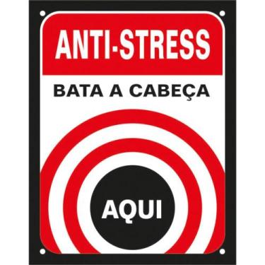 Imagem de Placa Decorativa PS 18x23cm Anti-Stress, Bata a Cabeça Aqui - DEC11 - 