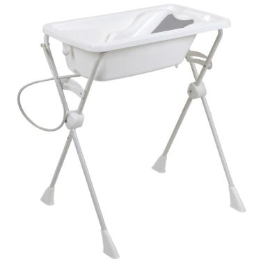 Imagem de Kit Banho Banheira Burigotto com Suporte e Assento Redutor - Branco