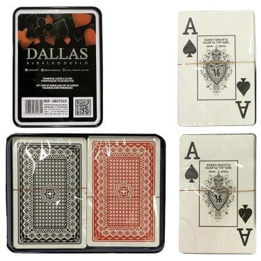 Imagem de Baralho Duplo 108 Cartas De Plastico Dallas Na Lata Milenio