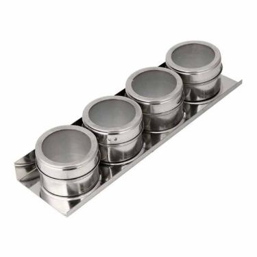 Imagem de Porta Temperos E Condimentos Magnético Inox Geladeira Cozinha