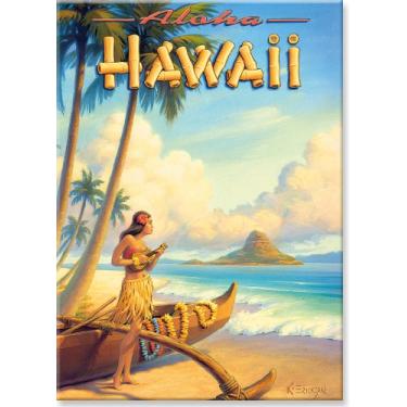 Imagem de Aloha Hawaii by Kerne Erickson - Hawaiian Art Collectible Refrigerator Magnet