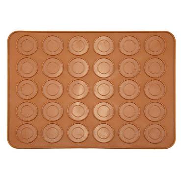 Imagem de Macarons Mat, 30 Furos Forma redonda Almofada de folha de Macaron de silicone, antiaderente e durável, para assar bolos
