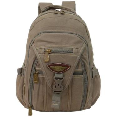 Imagem de Mochila Lona Resistente Escolar Trabalho Passeio Viagem Masculina Feminina (Marrom)