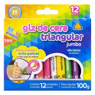 Imagem de Giz Cera Jumbo 12 Cores Tris