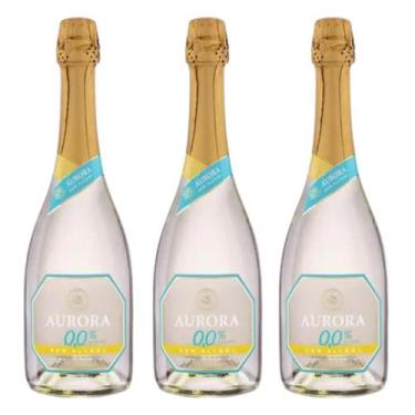 Imagem de Kit 03 Unidades Espumante Aurora Zero Álcool Garrafa 750ml
