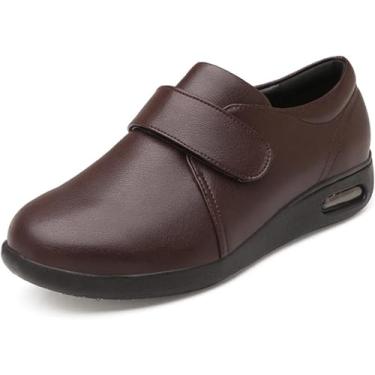 Imagem de Chinelos Ortopédicos Diabéticos Masculinos Com Gancho E Laço De Espuma Viscoelástica Extra Largo Fechado Sapatos Internos Macios Para Idosos Pés Inchados Fascite Plantar, Brown, 6 UK