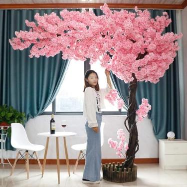Imagem de Plantas De Seda Flores Artificiais De Flor De Cerejeira Para Casa Festa De Casamento Jardim Decoração De Escritório Árvore Grande Vinhas Falsas, 2.5 * 2.5米/98 * 98in
