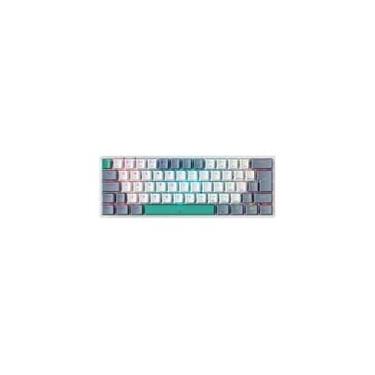 Imagem de Teclado Mecânico Gamer Machenike K500-B61 60% Compacto, Switch Azul, RGB, HotSwap, USB-C, ABNT2, Branco e Cinza - JJ02G400F