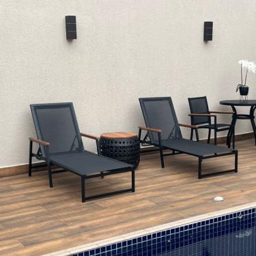 Imagem de Espreguiçadeira De Piscina Frésia Alumínio E Tela Sling Com B