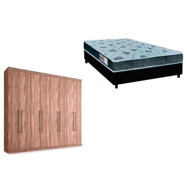 Imagem de Cama Box Casal + Colchão D45 Cecina + Guarda Roupa Master Vip 8.4 Atacama-Jatobá