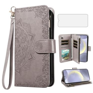 Imagem de Asuwish Capa para celular Samsung Galaxy S24 Plus/S25 Plus S24+ S25+ 5G1 com protetor de tela e suporte para cartão de crédito S24Plus 24S + S 24 24+ S25Plus 25S 25+ SM-S936U cinza