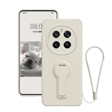 Imagem de Anlalish Capa compatível com Honor Magic 7, capa de silicone à prova de choque com cordão de pulso, capa de celular com proteção total da lente da câmera para Honor Magic 7 com suporte (bege)