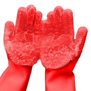 Imagem de Yinceber Luvas De Silicone Reutilizáveis Para Lavar Louça, Luvas De Borracha Para Esfregar Louça, Escova De Limpeza Com Esponja Para Limpeza De Tarefas Domésticas, Cozinha, Carro, Limpeza De Janelas