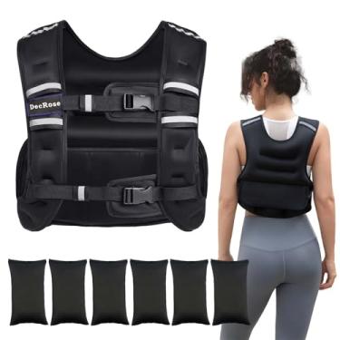 Imagem de Colete ponderado ajustável para mulheres e homens, colete DecRose de 2,7 a 4,5 kg / 5,4 a 8,2 kg com 6 pesos de areia de ferro, colete de peso corporal para exercícios em casa, corrida, caminhada e