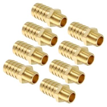 Imagem de Kozelo Pacote com 3 acessórios de mangueira de latão Farpas de mangueira de 5/20.3 cm para conexões macho NPT de 1/10.2 cm para máquinas domésticas, banheiras de massagem e sistemas de irrigação