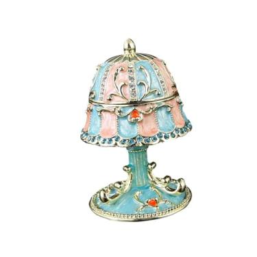 Imagem de FashionCha Caixa de joias de metal para artesanato, coleção de arte, suporte para anéis, ornamento prático com dobradiça