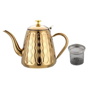 Imagem de wang hao shop Chaleira de chá, bule de whistlistovetop com infusor de aço inoxidável de 1,5 L, jarro de bebidas, boilipot de água, máquina de chá de folhas soltas para casa, cozinha, hotel
