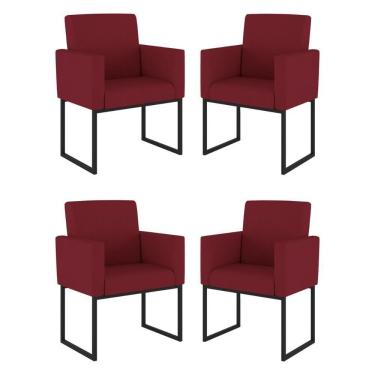 Imagem de Kit 04 Cadeiras Poltrona Decorativa Para Sala Quarto Balaqui Marsala